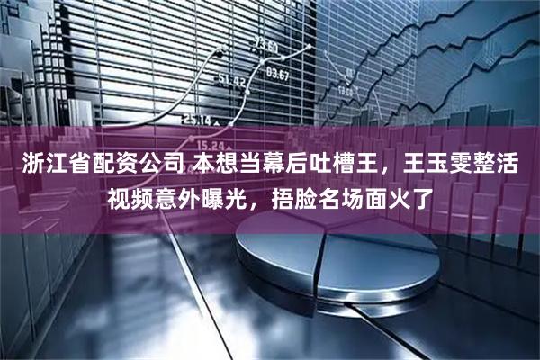 浙江省配资公司 本想当幕后吐槽王，王玉雯整活视频意外曝光，捂脸名场面火了