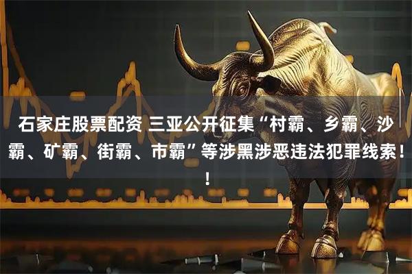 石家庄股票配资 三亚公开征集“村霸、乡霸、沙霸、矿霸、街霸、市霸”等涉黑涉恶违法犯罪线索！